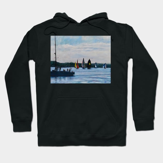 Get Set - Sailing Port Stephens Hoodie by CoryAcornArt